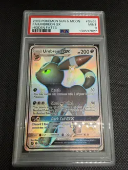 2019 POKEMON SUN & MOON HIDDEN FATES #SV69 FULL ART/UMBREON GX PSA 9 - Image 1