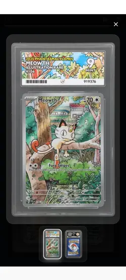 Pokemon TCG Meowth 106/094 Phantasmal Flames Illustration Rare Ace 9 - Image 1