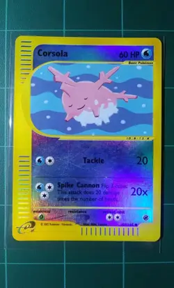 Pokemon Card Expedition Base Set 102 Corsola Reverse Holo Common E-Reader NM - Image 1