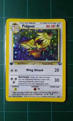 Pokemon Card Jungle Set # 8 Pidgeot Holo Rare 1st Edition 1999 WotC MP - Image 1