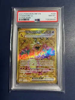 Pokemon Obsidian Flames Hyper Rare Holo Charizard EX Gold Card 228/197 (PSA 8) - Image 1