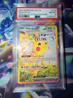 Pokemon Pikachu TCG Sv08: Surging Sparks EX Card 238/191 PSA 8 - Image 1