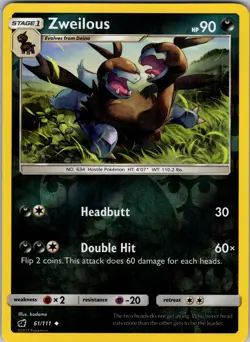 Zweilous 61/111 SM - Crimson Invasion Pokemon TCG LP-NM - Image 1