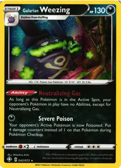 Pokemon TCG Galarian Weezing 042/072 Shining Fates Holo NM - Image 1