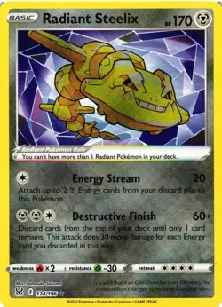 Pokemon TCG Radiant Steelix Sword & Shield Lost Origin 124/196 Radiant NM - Image 1