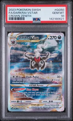 2023 POKEMON SWORD & SHIELD CROWN ZENITH #GG50 FULL ART/DARKRAI VSTAR PSA 10 - Image 1