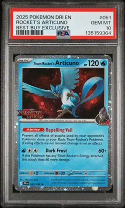 2025 POKEMON DRI EN-DESTINED RIVALS #051 TEAM ROCKET'S ARTICUNO PSA 10 - Image 1