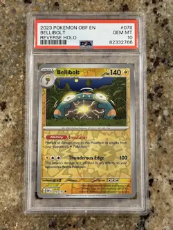 PSA 10 2023 POKEMON OBF EN-OBSIDIAN FLAMES REVERSE HOLO BELLIBOLT #078 Graded - Image 1