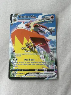 Pokemon TCG Blaziken VMAX Ultra Rare Rapid Strike Holo TG15/TG30 Silver Tempest - Image 1