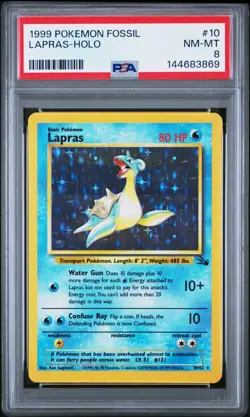 1999 POKEMON FOSSIL #10 LAPRAS-HOLO PSA 8 - Image 1