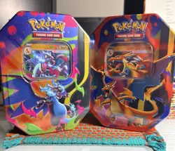 Pokemon TCG Mega Charizard EX Tin Set Of 2 (X & Y) Brand New Factory Sealed - Image 1