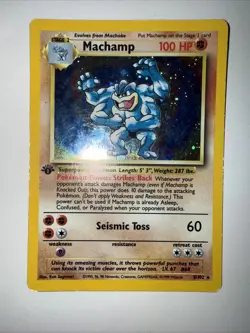 Pokemon TCG Machamp Holo Rare 1st Edition Base Set 8/102 Dmg-HP - Image 1