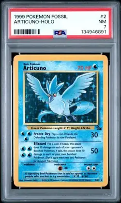 1999 Pokemon Fossil Articuno Rare Holo #2 NM-MT PSA 7 - Image 1