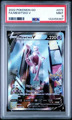 Pokemon Mewtwo V (Alternate Full Art) 072/078 Pokemon GO Holo PSA 9 - Image 1