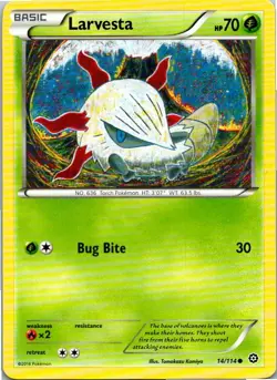 Larvesta 14/114 Common Regular Pokemon Steam Siege Mint - Image 1