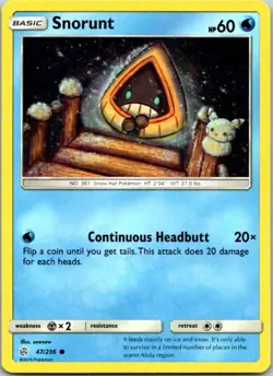 Snorunt 47/236 Common Pokemon Sun & Moon Cosmic Eclipse Mint - Image 1