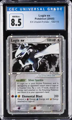 2005 POKEMON EX UNSEEN FORCES #105/115 LUGIA EX CGC 8.5 - Image 1