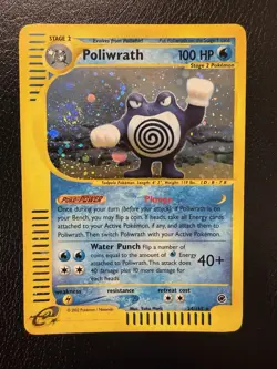 Pokemon TCG Poliwrath 024/165 Expedition Base Set Holo 2002 LP+ With SWIRL🌀 - Image 1