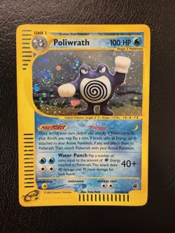 Pokemon TCG Poliwrath 024/165 Expedition Base Set Holo 2002 LP+ With SWIRL🌀 - Image 2
