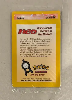 2001 WOTC POKEMON MOVIE ENTEI #34 BLACK STAR PROMO REVERSE HOLO SEALED PACK B - Image 1