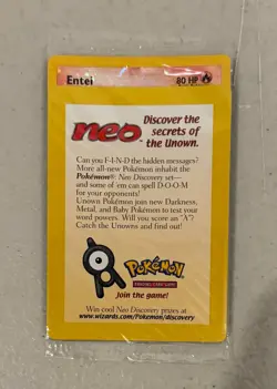 2001 WOTC POKEMON MOVIE ENTEI #34 BLACK STAR PROMO REVERSE HOLO SEALED PACK B - Image 2