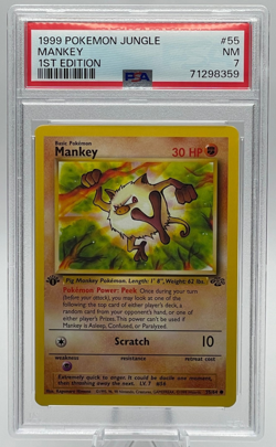 1999 POKEMON JUNGLE #55 MANKEY 1ST EDITION PSA 7 NM - Image 1