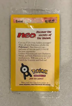 2001 WOTC POKEMON MOVIE ENTEI #34 BLACK STAR PROMO REVERSE HOLO SEALED PACK A - Image 1