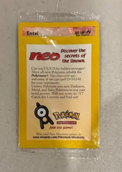 2001 WOTC POKEMON MOVIE ENTEI #34 BLACK STAR PROMO REVERSE HOLO SEALED PACK A - Image 2