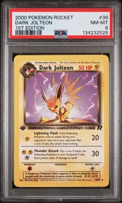POKEMON CARD PSA 8 NM MINT Team Rocket 1ST Edition #38 Dark Jolteon - Image 1