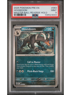 POKEMON PRE EN-PRISMATIC EVOLUTIONS 2025 #063 HOUNDOOM MASTER BALL REVERSE HOLO - Image 1
