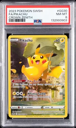 2023 POKEMON SWORD & SHIELD CROWN ZENITH #GG30 FULL ART/PIKACHU PSA 8 - Image 1