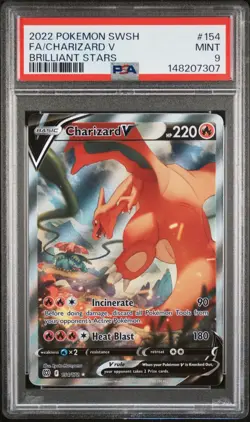 Charizard V Alternate Art Full Art PSA 9 Pokemon Brilliant Stars 154/172 - Image 1