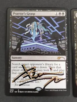 MTG Praetor's Grasp 1023 Secret Lair Foil & Non-Foil Signed Riyou Kamei aca576 - Image 3