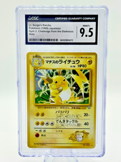 🌟LOW POP VINTAGE HOLO🌟Pokemon 1999 JP Gym 2 Holo LT SURGE'S RAICHU #26 CGC 9.5 - Image 1