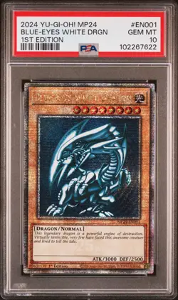 2024 YU-GI-OH! MP24-25TH ANV TIN: DUELING MIRRORS BLUE-EYES WHITE DRAGON PSA 10 - Image 1
