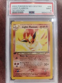 Light Flareon 1st Edition Pokemon Card WOTC Mint PSA 9 - Image 1