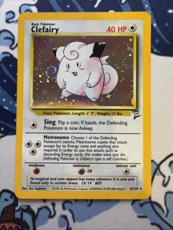 🌀 Swirl! Clefairy 6/130 Holo Rare Base Set 2 Pokemon Card - Image 2