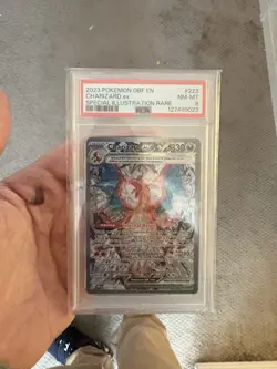PSA 8 NM-MT Charizard ex 2023 Obsidian Flames 223/197 SIR Pokemon Card - Image 1