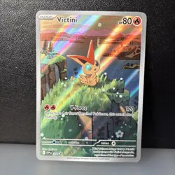REGULAR SIZE Victini 208 Black Star Promo Pokemon Card Black Bolt White Flare - Image 1