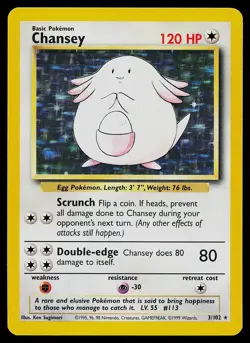 Pokemon Card - Chansey Base Set Unlimited 3/102 Holo Holo Rare - Image 1