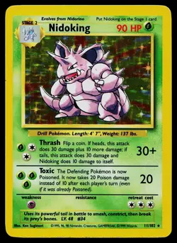 Pokemon Card - Nidoking Base Set Unlimited 11/102 Holo Holo Rare - Image 1