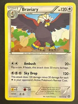 Braviary 93/114 Steam Siege Regular Uncommon Pokemon Card Near Mint - Image 1