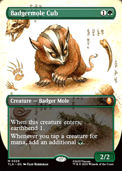 MTG Badgermole Cub 326 Mythic Foil Borderless Avatar The Last Airbender - Image 1