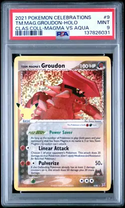 2021 POKEMON CELEBRATIONS CLASSIC COLL #9 TEAM MAGMA'S GROUDON-HOLO PSA 9 - Image 1