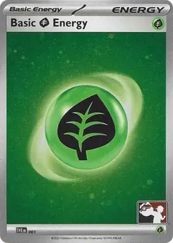 1x Basic Grass Energy (Cosmos Holo, #001) - H NM Eng Pokemon - Prize Pack Series - Image 1