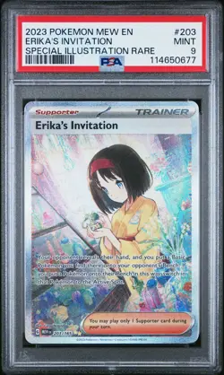Erika'S Invitation 203 Special Illustration Rare Pokemon Mew En-151 NM PSA 9 - Image 1