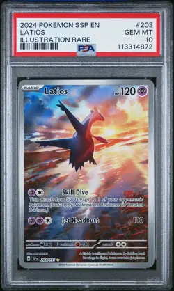 Latios 203 Illustration Rare Pokemon Ssp En-Surging Sparks NM PSA 10 - Image 1