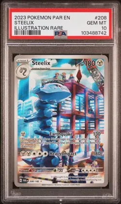 Steelix 208 Illustration Rare Pokemon Par En-Paradox Rift NM PSA 10 - Image 1