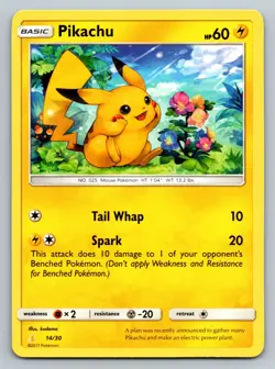 Pikachu – Pokemon TCG SM Trainer Kit Lycanroc & Alolan Raichu 14/30 Common MP - Image 1