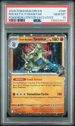 Team Rocket's Tyrannitar 096/182 Pokemon Center Promo PSA 10 - Image 1